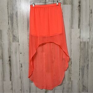 Express Orange High-Low Skirt Versatile Coverup Resort Lightweight Sheer